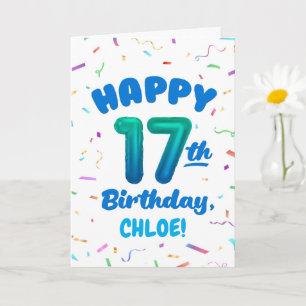 Cartão de Aniversário de 17 anos com Nome Personal
