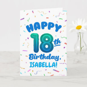 Cartão de Aniversário de 18 Anos com Nome Personal