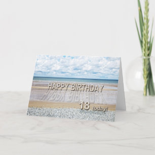 Cartão de aniversário de 18 anos de cena de praia