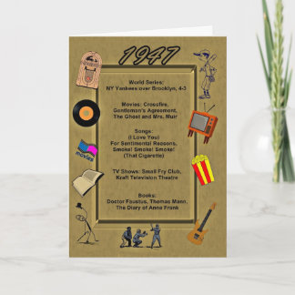 Cartão de aniversário de 1947 grande eventos