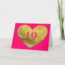 Cartão de Aniversário de 19 Anos com Coração Rosa