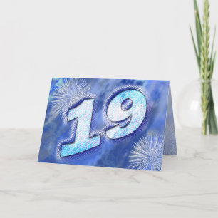Cartão de aniversário de 19 anos com fogos de arti