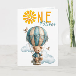 Cartão de Aniversário de 1 Ano Balão de Ar Quente 