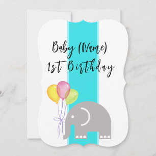 Cartão de Aniversário de 1 ano do Elefante