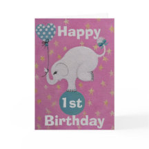 Cartão de aniversário de 1 ano padrão, dobrado 5"