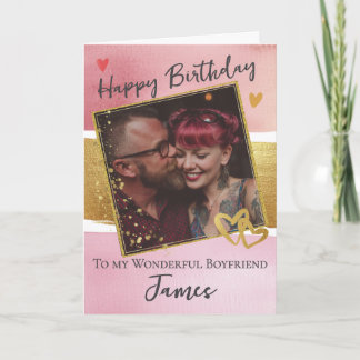 Cartão de aniversário de 1 foto para um namorado m