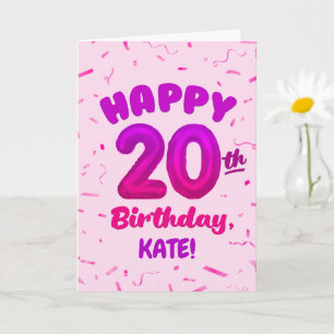 Cartão de Aniversário de 20 anos com Nome Personal