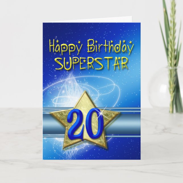 Cartão de aniversário de 20 para Superstar (Frente)
