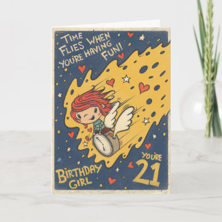 Cartão de Aniversário de 21 anos ao Estilo Retro p