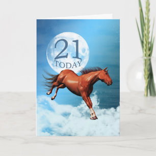 Cartão de aniversário de 21 anos com cavalo espiri