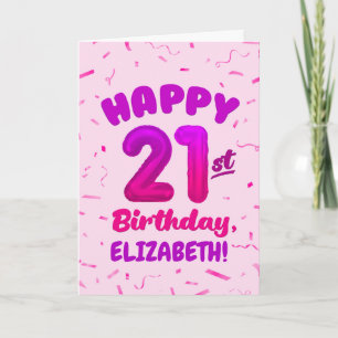 Cartão de Aniversário de 21 anos com Nome Personal