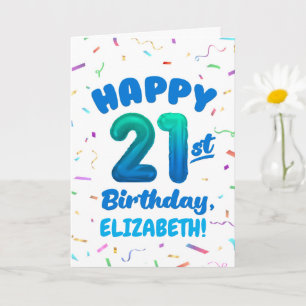 Cartão de Aniversário de 21 anos com Nome Personal