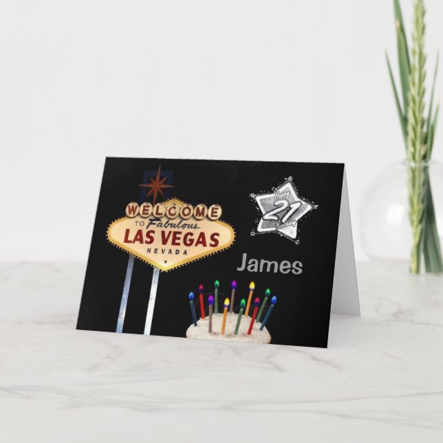 Cartão de aniversário de 21 anos de Las Vegas (Frente)
