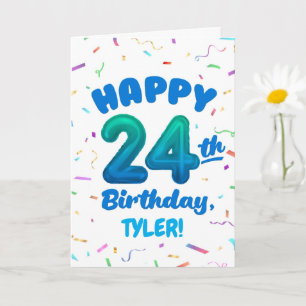 Cartão de Aniversário de 24 anos com Nome Personal