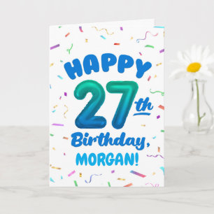 Cartão de Aniversário de 27 anos com Nome Personal