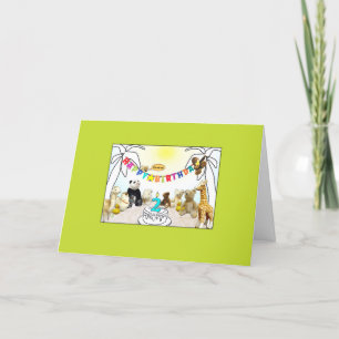 Cartão de Aniversário de 2 Animais de Vela