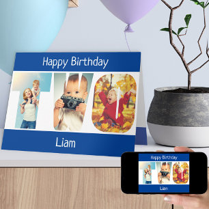 Cartão de Aniversário de 2 Anos com Foto Letras Az