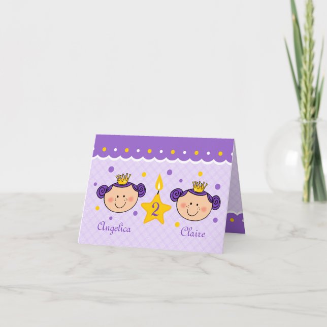 Cartão de Aniversário de 2 anos Twincess (Frente)