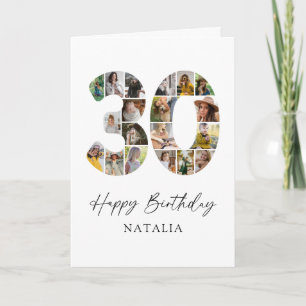 Cartão de Aniversário de 30 anos com Colagem de Fo