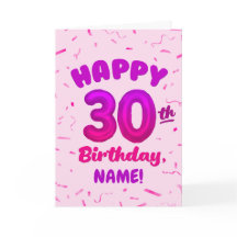 Cartão de Aniversário de 30 anos com Nome Personal