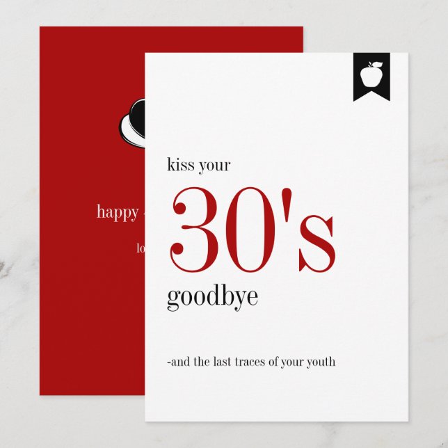 Cartão de aniversário de 30 anos de aniversário do (Frente/Verso)