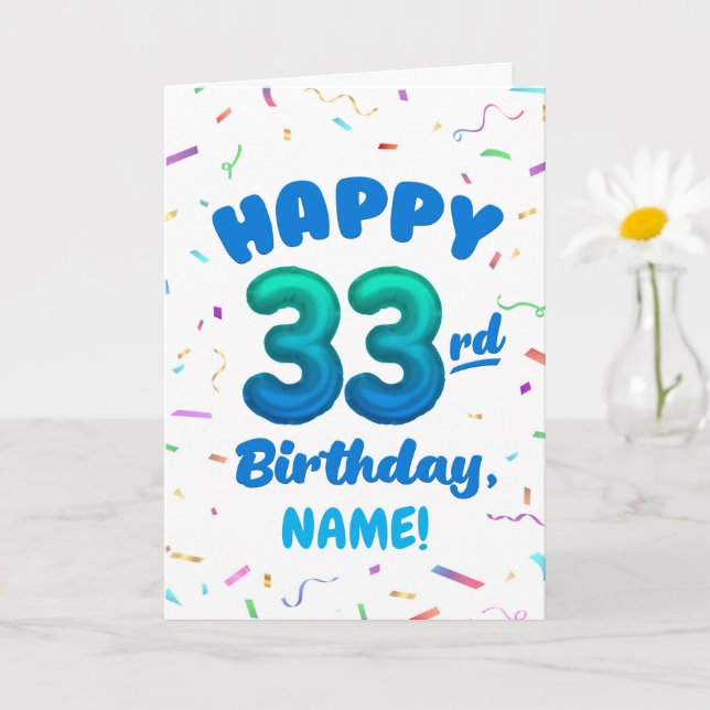 Cartão de Aniversário de 33 anos com Nome Personal (Planta pequena)