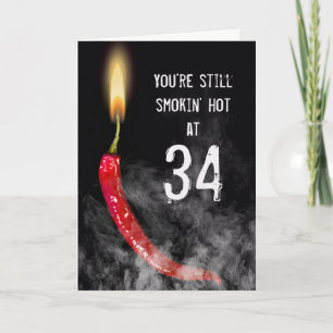 Cartão de Aniversário de 34 anos Red Hot Pepper