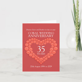 Cartão de aniversário de 35 anos de coral para irm