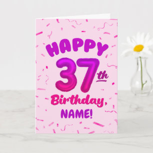 Cartão de Aniversário de 37 Anos com Nome Personal