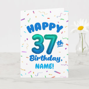 Cartão de Aniversário de 37 Anos com Nome Personal