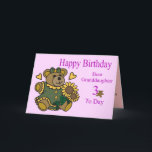 Cartão de aniversário de 3 anos da neta<br><div class="desc">Design bonito do urso para seu aniversário de 3 anos das netas</div>