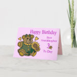 Cartão de aniversário de 3 anos da neta<br><div class="desc">Design bonito do urso para seu aniversário de 3 anos das netas</div>