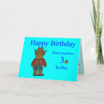 Cartão de aniversário de 3 anos do neto<br><div class="desc">Design do urso de ursinho para um cartão de aniversário de 3 anos dos netos</div>