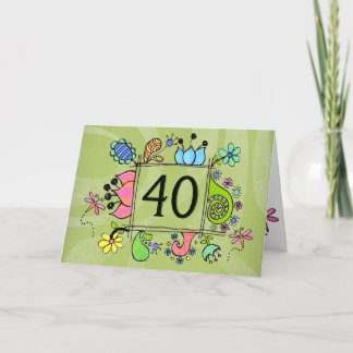 Cartão de Aniversário de 40ª Era de Quadro de Arte