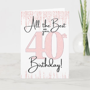 Cartão de Aniversário de 40 anos Bonito em Rosa