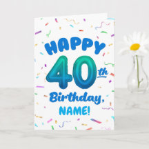 Cartão de Aniversário de 40 anos com Nome Personal