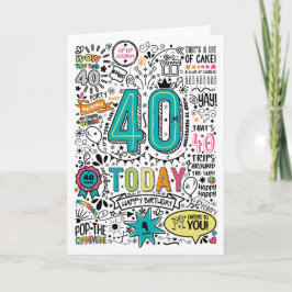 Cartão de Aniversário de 40 Anos para Imprimir