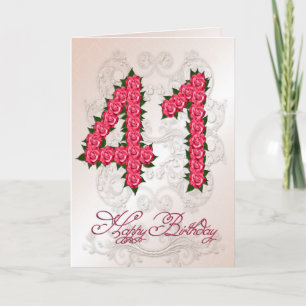 Cartão de aniversário de 41 ruas com rosas e fol