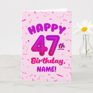 Cartão de Aniversário de 47 anos com Nome Personal