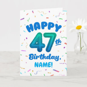 Cartão de Aniversário de 47 anos com Nome Personal