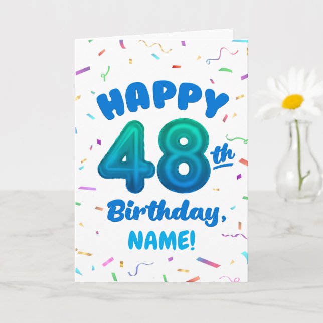 Cartão de Aniversário de 48 anos com Nome Personal (Planta pequena)