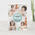 Cartão De Aniversário De 4 Fotos Bonito A Qualquer<br><div class="desc">Um cartão de aniversário feliz moderno,  com 4 fotos de sua escolha,  sua idade e nome. Todas as cores e texto podem ser personalizados. Cartão de Excelente para crianças e adultos - rapazes e raparigas.</div>