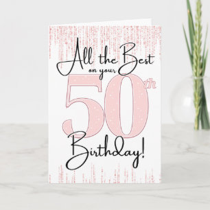Cartão de Aniversário de 50 Anos Bonito em Rosa