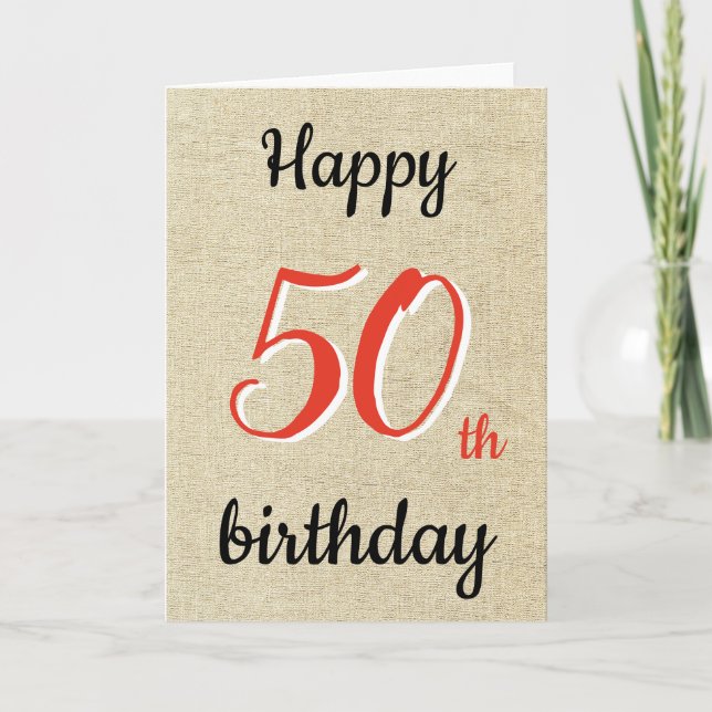 Cartão de Aniversário de 50 anos com Letra de Aniv (Frente)