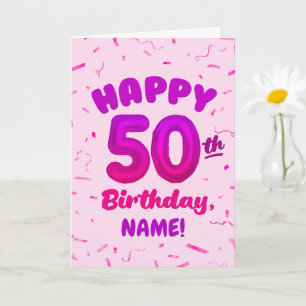 Cartão de Aniversário de 50 anos com Nome Personal
