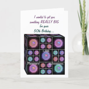 Cartão de aniversário de 50 anos com planetas Sci