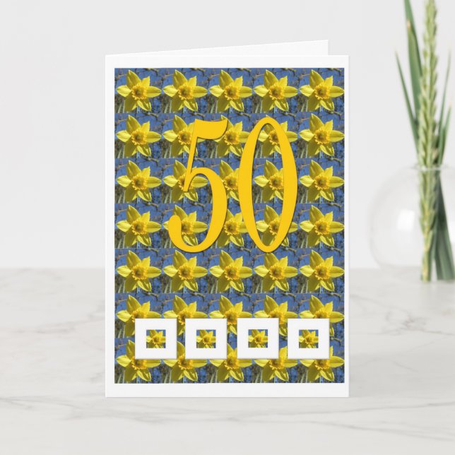 Cartão de aniversário de 50 anos Daffodil (Frente)