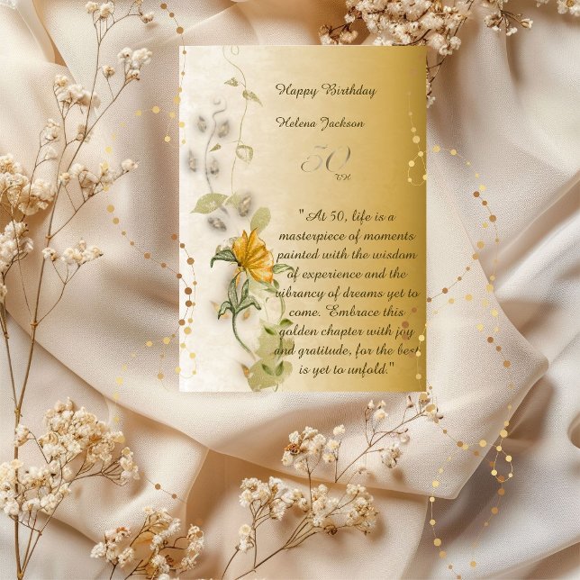Cartão de aniversário de 50 anos dourado (Criador carregado)
