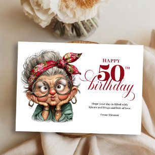 Cartão de aniversário de 50 anos engraçado e chiqu