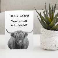 Cartão de Aniversário de 50 anos Holy Cow Highland
